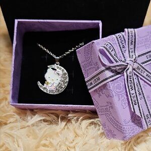 Hello Kitty “ I Love You To The Moon And Back” 2 Sided Necklace NIB